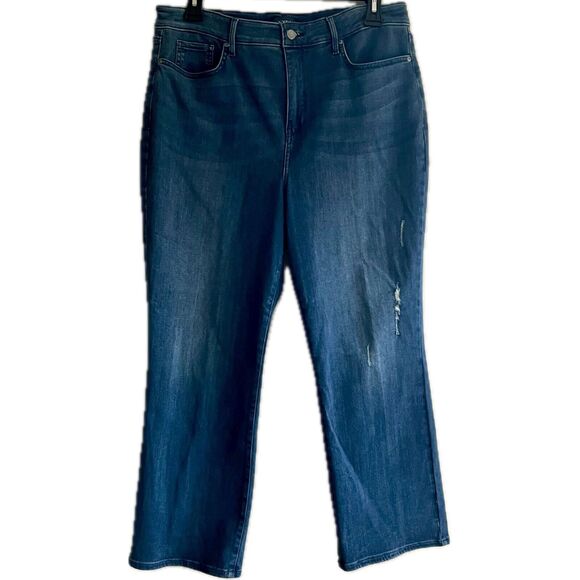 NYDJ Denim - NYDJ Marilyn Plus Size 18 Medium Blue Wash Straight Leg Stretch Jeans